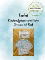 Vorschau - Stationenlernen - Kartei Klecksaufgabe schriftliche Division mit Rest - Deckblatt