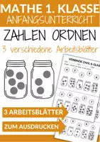 Vorschau - Arbeitsblätter - Zahlen ordnen Spiel - Glas & Zahl verbinden (1. Klasse Mathematik) - Deckblatt