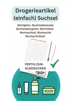 Vorschau - Arbeitsblätter - Drogerieartikel, einfach, Suchsel, Wortgitter, Buchstabensalat, Buchstabengitter, Wortsuchrätsel, Wortsuche, Worträtsel, Wortsuchsel - Deckblatt
