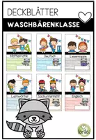 Vorschau - Poster - Deckblätter Waschbärenklasse – Schnellhefter & Vorlagen für Grundschule - Deckblatt