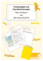 Vorschau - Arbeitsblätter - Inhaltsangabe & Charakterisierung - "Der Vorleser" von Bernhard Schlink - Deckblatt