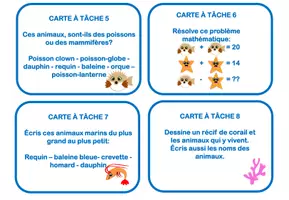 Aperçu - Devoirs - Cartes à Tâches Animaux Marins - Page 3