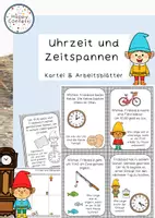 Vorschau - Arbeitsblätter - Uhrzeit und Zeitspannen - Kleine Kartei - Deckblatt