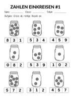Vorschau - Arbeitsblätter - Zahlen einkreisen Arbeitsblatt (1. Klasse Mathematik Grundschule) Zahlenraum 10 - Seite 1