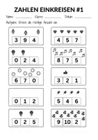 Vorschau - Arbeitsblätter - Zahlen einkreisen Arbeitsblatt (1. Klasse Mathematik Grundschule) Zahlenraum 10 - Seite 3