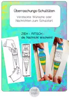 Vorschau - Mal- und Bastelvorlagen - Überraschungs-Schultüten - versteckte Wünsche - Deckblatt