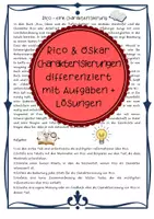 Vorschau - Arbeitsblätter - Rico, Oskar und die Tieferschatten - Charakterisierung Rico und Oskar mit Aufgaben - Deckblatt