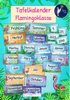 Vorschau - Mal- und Bastelvorlagen - Flamingoklasse - Tafelkalender / Dauerkalender - Deckblatt