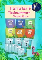 Vorschau - Mal- und Bastelvorlagen - Flamingoklasse - Tischfarben und Tischnummern - Deckblatt