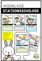 Vorschau - Poster - Stationsschilder für Stehrahmen – Stationenbetrieb – Hasenklasse - Deckblatt