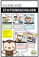 Vorschau - Poster - Stationsschilder für Stehrahmen – Stationenbetrieb - Eulenklasse - Deckblatt