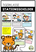 Vorschau - Poster - Stationsschilder für Stehrahmen – Stationenbetrieb – Tigerklasse - Deckblatt