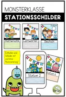 Vorschau - Poster - Stationsschilder für Stehrahmen – Stationenbetrieb - Monsterklasse - Deckblatt