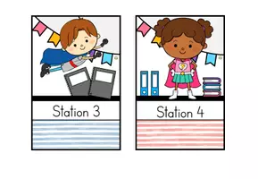 Vorschau - Präsentationen/Tafelbilder - Stationsschilder für Stehrahmen – Stationenbetrieb - Superheldenklasse - Seite 2