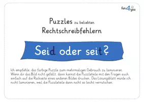 Vorschau - Stationenlernen - Seid oder seit - Puzzle - Rechtschreibung - Seite 1