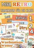 Vorschau - Poster - Classroom Management: Monate, Wochentage, Jahreszeiten Karten / Klassenraum Deko in RETRO - Deckblatt