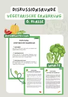 Vorschau - Stundenentwürfe - Diskussionsrunde vegetarische Ernährung - 6. Klasse Diskussion fertige Unterrichtsstunde - Deckblatt