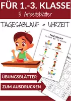 Vorschau - Arbeitsblätter - Tagesablauf & Uhrzeit eintragen Merkblätter & Arbeitsblätter für 1. bis 3. Klasse - Deckblatt