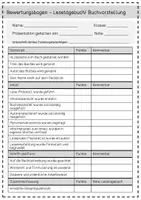 Vorschau - Arbeitsblätter - Bewertungsbogen für eine Buchvorstellung mit Lesetagebuch - Deckblatt