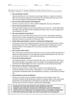 Vorschau - Arbeitsblätter - AB mit Fragen zum Thema "Abraham Lincoln" + Lösungsblatt - Seite 1
