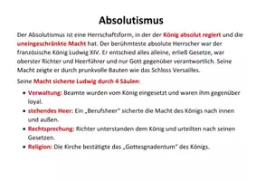 Vorschau - Merkblätter - Merkmale des Absolutismus - Merktext - Deckblatt