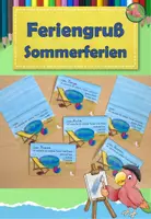 Vorschau - Anderer Materialtyp - Feriengruß Sommerferien Karte, Ferien, Grundschule - Deckblatt