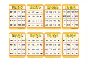 Vorschau - Spiele - Mathematik Bingo (Einmaleins, Zehnereinmaleins, Kopfrechnen) - Seite 1