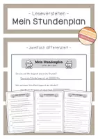 Vorschau - Arbeitsblätter - Mein Stundenplan - Leseverstehen - Deckblatt