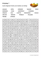Vorschau - Arbeitsblätter - Suchsel Früchte (einfach und schwierig) - Deckblatt