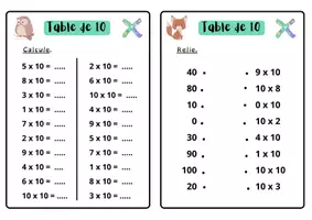 Aperçu - Feuilles d'exercices - Atelier - exercices : Table de 10 - Page de couverture
