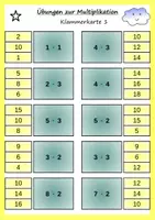 Vorschau - Aufgabenkarten - Klammerkarten zur Multiplikation (3-fach differenziert) - Seite 1