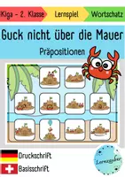 Vorschau - Spiele - Präpositionen: Guck nicht über die Mauer (Sommer) - Deckblatt