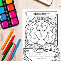 anteprima - Materiale per pittura e bricolage - Hedy Lamarr, Grace Hopper e Rita Levi Montalcini, Pagine da Colorare che celebrano le donne nelle STEM - Pagina 2