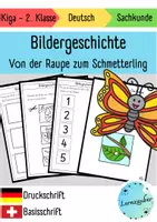 Vorschau - Arbeitsblätter - Bildergeschichte: Von der Raupe zum Schmetterling - Deckblatt