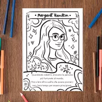 anteprima - Materiale per pittura e bricolage - Viaggio Spaziale con le Donne Coraggiose: Pagine da Colorare per Piccoli Esploratori! - Pagina 2