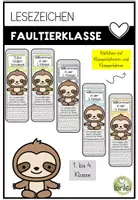Vorschau - Poster - Lesezeichen - Faultierklasse - Geschenk zum Schulstart - Deckblatt