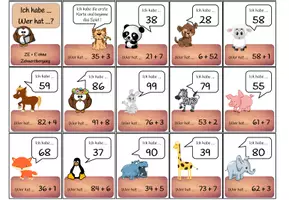Vorschau - Spiele - Ich habe... Wer hat...? - Lernspiel Mathematik (ZE + E ohne ZÜ | Addition ZR 100) - Deckblatt