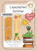 Vorschau - Mal- und Bastelvorlagen - Lesezeichen Sommer - Feriengruß - Freebie - Deckblatt