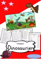 Vorschau - Arbeitsblätter - Lesespur Dinosaurier --> 4 fach differenziert! - Deckblatt