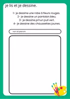 Aperçu - Feuilles d'exercices - Je lis et je dessine - Page 2