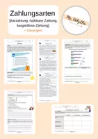Vorschau - Arbeitsblätter - Zahlungsarten (Bar, halbbar, bargeldlos) - Deckblatt