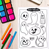 anteprima - Materiale per pittura e bricolage - Colori Spettrali e Creatività: Il Set di Pagine da Colorare di Halloween che Incanta i Piccoli Artisti! - Pagina 3