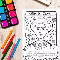 anteprima - Materiale per pittura e bricolage - Pagine da Colorare su tre Grandi Donne che hanno cambiato il Mondo, Amelia Earhart, Marie Curie e Rosa Parks - Pagina 2