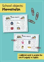 Vorschau - Spiele - School Objects – Klammerkarten zu Schulsachen auf Englisch - Seite 1