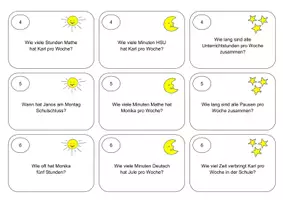 Vorschau - Aufgabenkarten - Zeit - Der Stundenplan - differenzierte Aufgaben Klasse 5 - Deckblatt