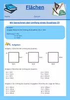 Vorschau - Arbeitsblätter - Umfang von Quadrat berechnen - Merkblatt + Aufgabensammlung - Seite 3