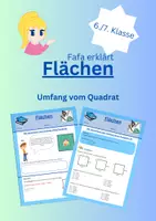 Vorschau - Arbeitsblätter - Umfang von Quadrat berechnen - Merkblatt + Aufgabensammlung - Deckblatt