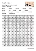 Vorschau - Arbeitsblätter - Suchsel Musikarten (2-fach differenziert) - Deckblatt
