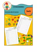 Vorschau - Arbeitsblätter - Saisonal Essen: Obst und Gemüse - Deckblatt