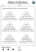 Vorschau - Arbeitsblätter - Rechenmauern - Addition & Subtraktion | Zahlenraum bis 100 | Fünfermauern - Seite 1